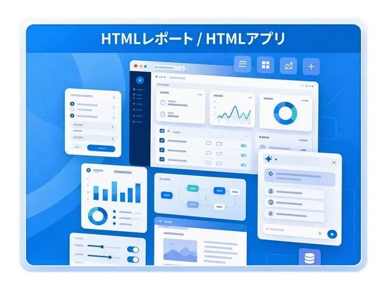 HTMLレポートとHTMLアプリのイメージ